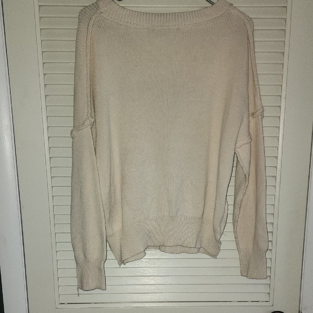 Simply Southern Cream American Flag Knit Sweater Pineapple Button Size M - Picture 5 of 5